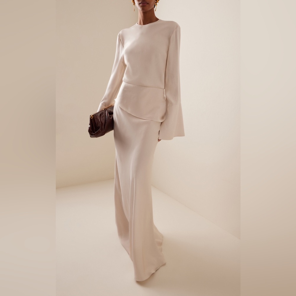 Brandon Maxwell The Violet Tiered Fluid Twill Maxi Dress